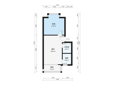 颐和山庄小区1室1厅户型图1