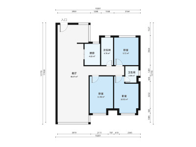 御林湖花园小区3室2厅户型图2