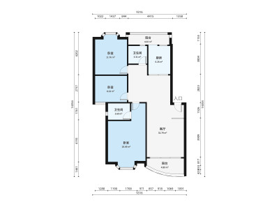 东城花园小区3室1厅户型图3
