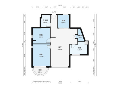 汇景豪苑小区2室2厅户型图3