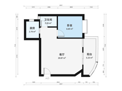 玉雅居小区1室1厅户型图1