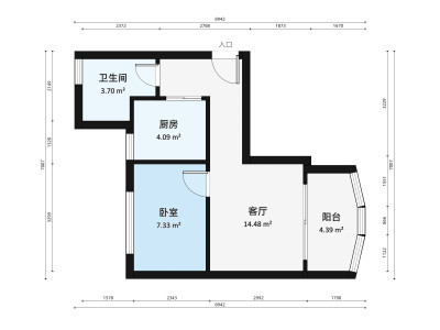 新街口广场小区1室1厅户型图1