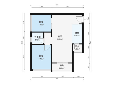 中惠卡丽兰小区2室2厅户型图1