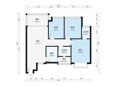 香格名苑小区3室1厅户型图4