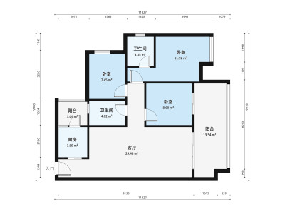 翡翠海岸小区3室1厅2卫户型图4