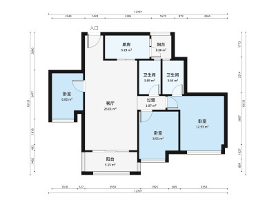 时代城五期小区3室2厅户型图3