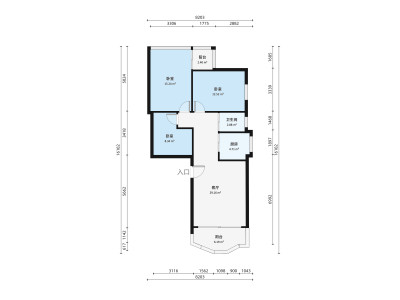 盈翠苑小区3室2厅户型图1