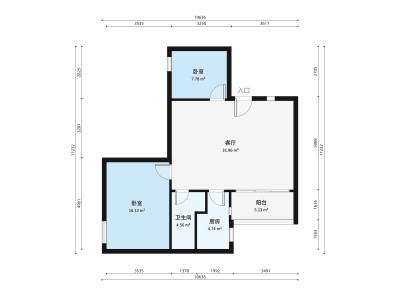 棠德花苑小区2室1厅户型图2