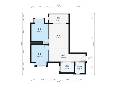 康悦花园小区2室2厅户型图1