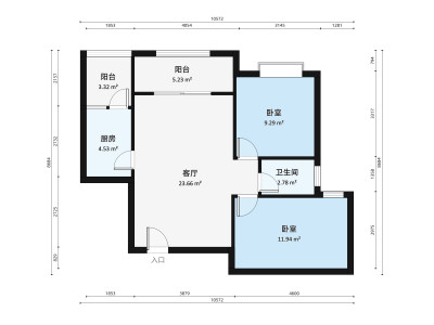 锦轩花园小区2室2厅户型图1