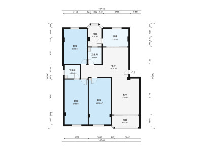 岐关西路小区3室2厅户型图1