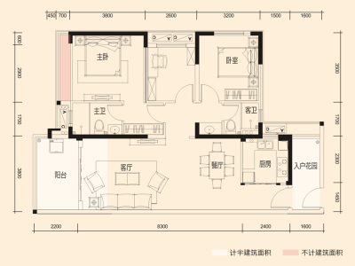 乐而居花园小区3室2厅2卫户型图1