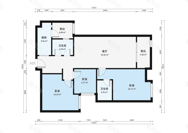 中海锦城小区3室2厅户型图5