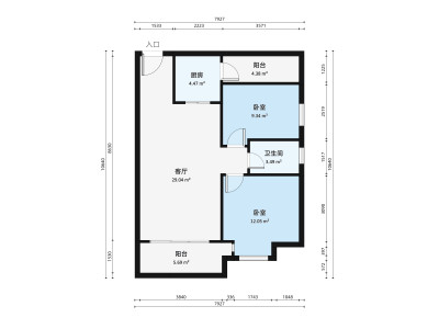世博嘉园小区2室2厅户型图1