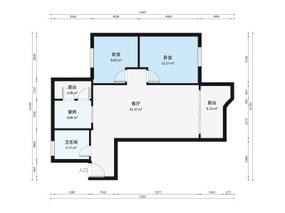 东盛花园25号小区2室2厅户型图1
