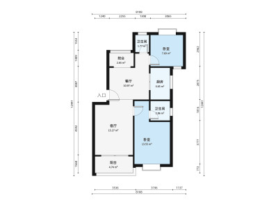 城市花园怡景阁小区2室2厅户型图1