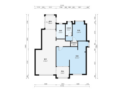 帝景豪庭西区小区2室2厅户型图1