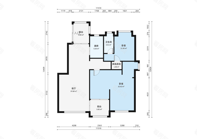 帝景豪庭西区2室2厅户型图1