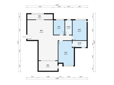 南湖山庄小区3室2厅户型图2