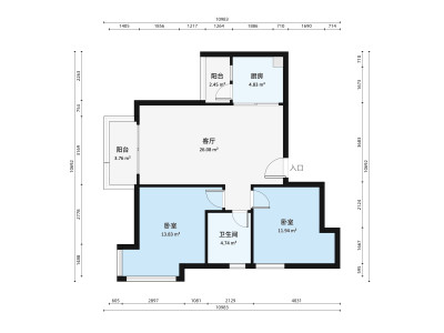 顺景蔷薇山庄四期小区2室2厅户型图1