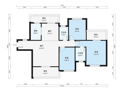 爱琴半岛小区3室2厅户型图1
