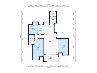 联发雍榕华府小区3室2厅户型图1