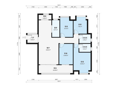 巨亿城小区5室2厅户型图2