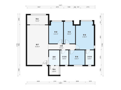 樵汇花园小区4室2厅户型图2