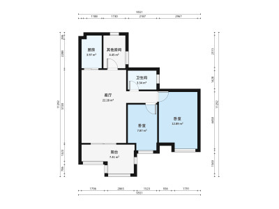 时代倾城三期小区2室1厅户型图3