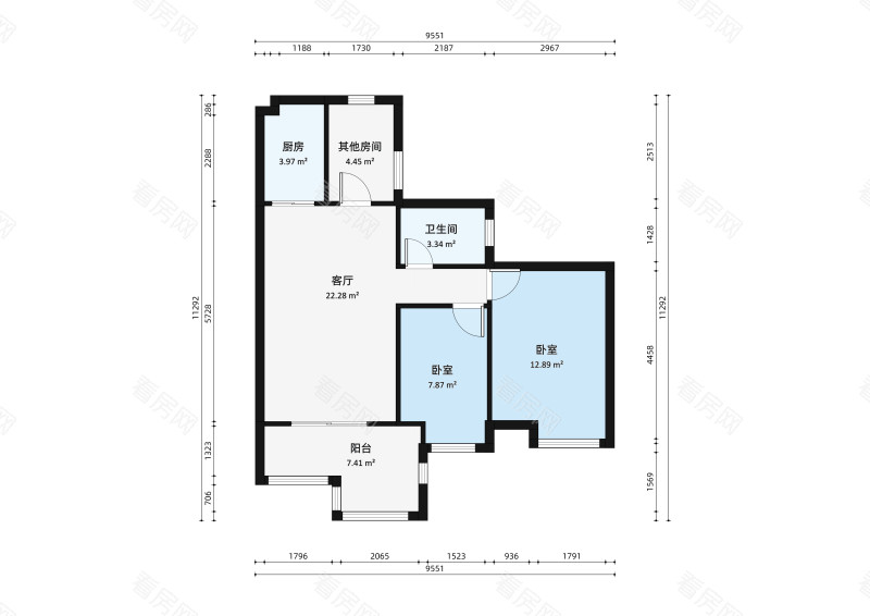 时代倾城三期小区2室1厅户型图
