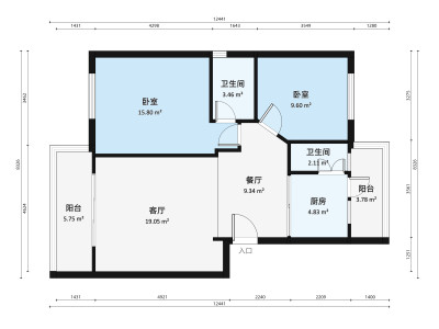 东康庭小区2室2厅户型图1