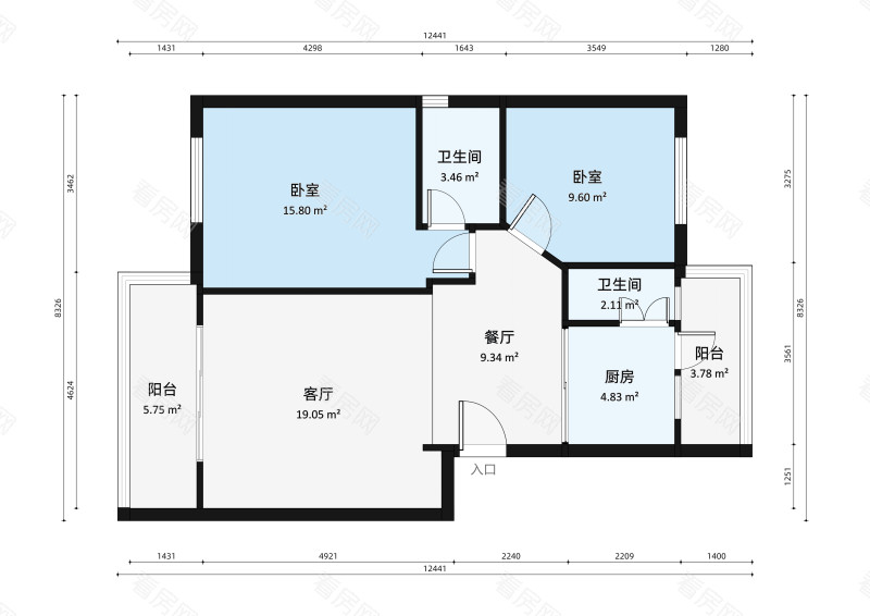东康庭2室2厅户型图1