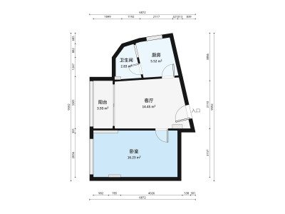 民权路小区1室1厅户型图1