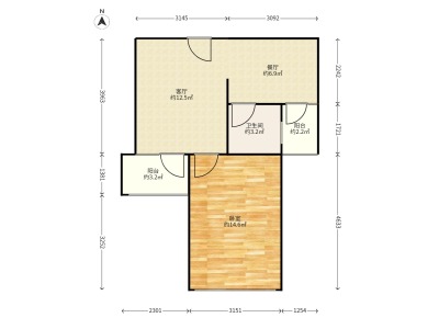 盛唐嘉苑小区1室1厅1卫户型图1