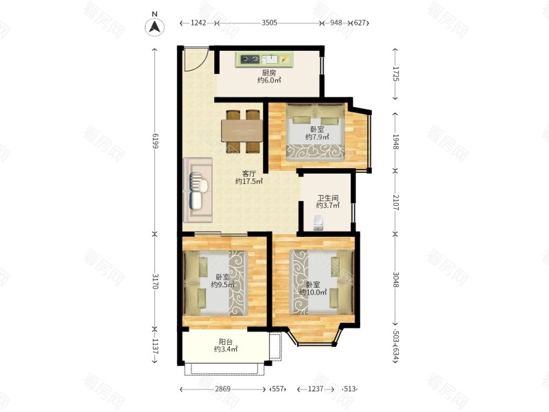 巴厘晓筑小区2室2厅1卫户型图10