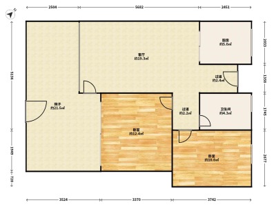 万科城A区小区2室1厅1卫户型图2
