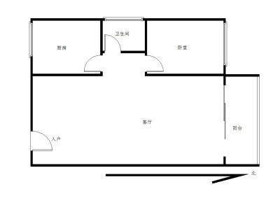 金地国际公寓小区1室1厅1卫户型图2
