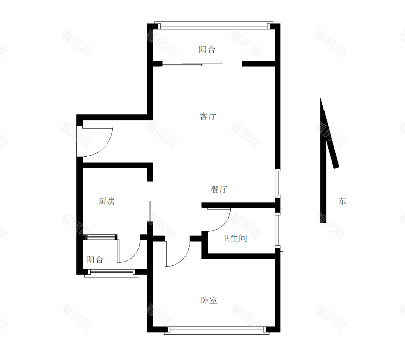 碧水岸小区1室2厅1卫户型图6