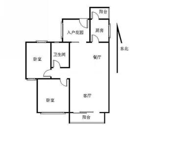 岸芷汀兰小区2室2厅1卫户型图2