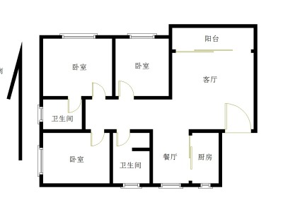 立新湖花园小区3室2厅2卫户型图3
