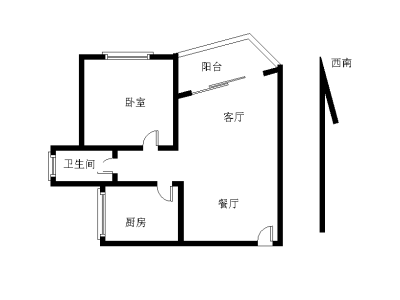 星海名城五期小区1室1厅1卫户型图2