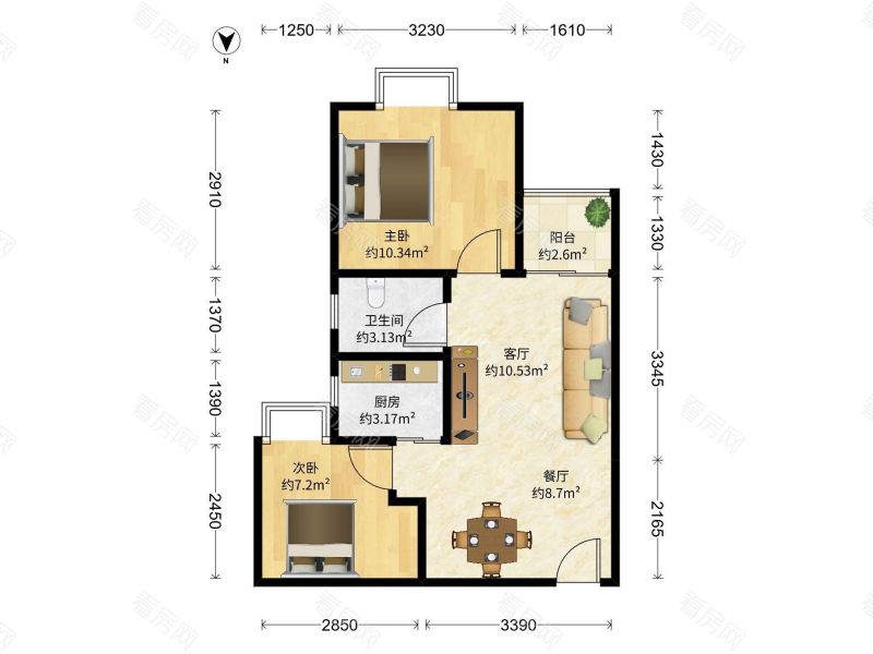 旭飞华达园一期 罗湖2房2厅，南向普通装修_旭飞华达园一期二手房户型图片7