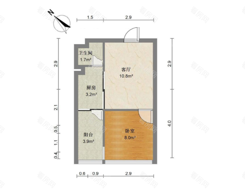 白金假日公寓小区1室1厅1卫户型图18