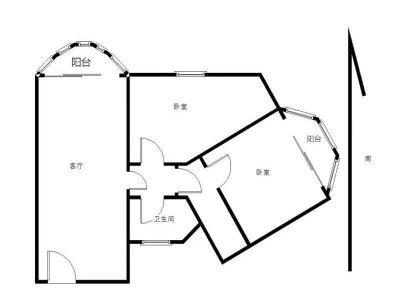 汇景豪苑小区2室1厅1卫户型图1