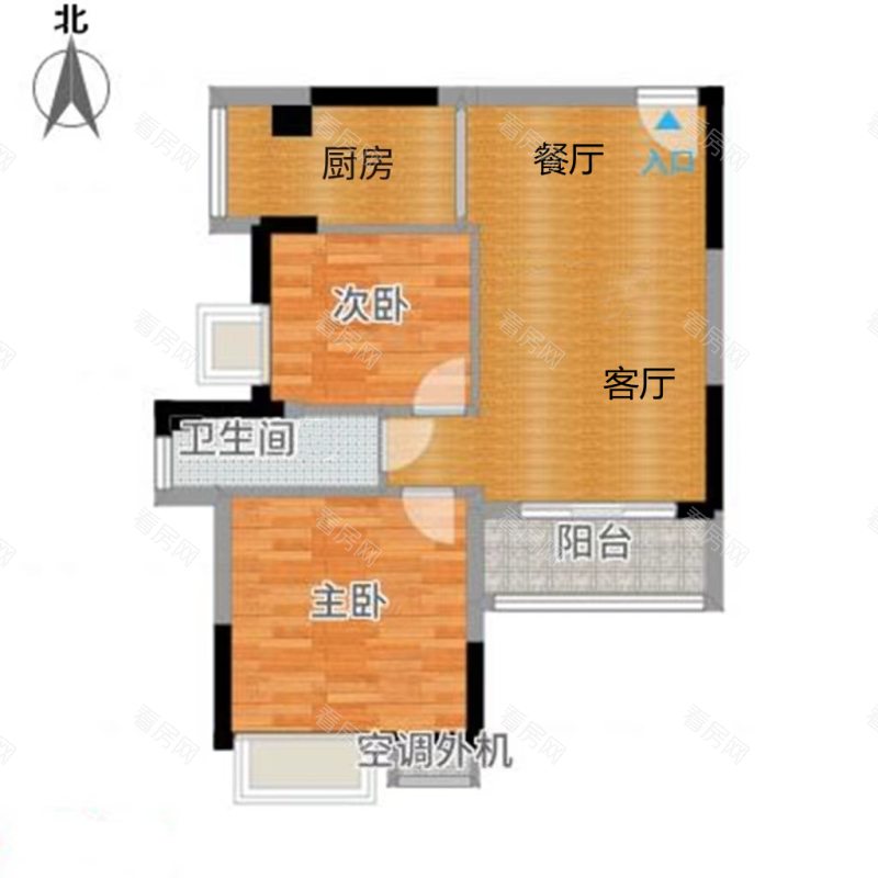 中央城一期(章贡区)小区2室2厅1卫户型图6