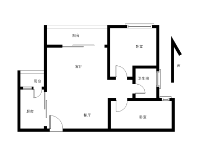 时代倾城一期小区2室2厅1卫户型图2