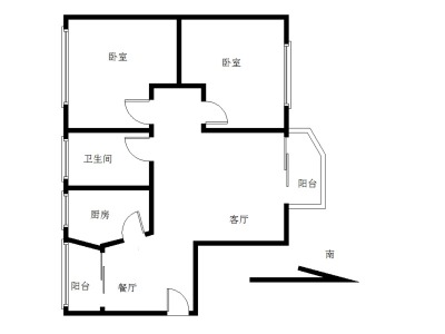 康乐园小区2室2厅1卫户型图1