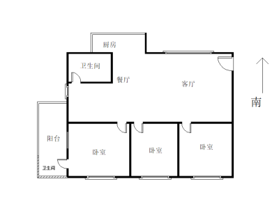 莲柏新村小区3室2厅2卫户型图1