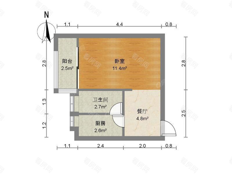 时尚新居 罗湖笋岗33平1房总价230万_时尚新居二手房户型图片6